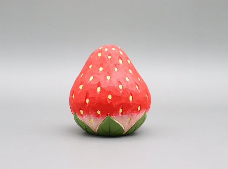 Handcrafted Wooden Strawberry Ornament - Unique Desk Decor and Charming Gift for Fruit Lovers