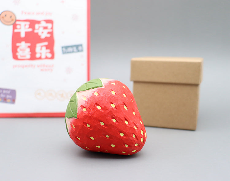 Handcrafted Wooden Strawberry Ornament - Unique Desk Decor and Charming Gift for Fruit Lovers