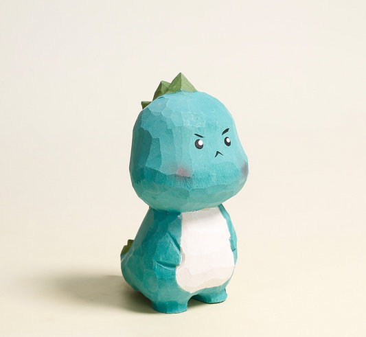 Handcrafted Wooden Baby Dino Figurine - Adorable Desk Decor for Kids and Dino Lovers