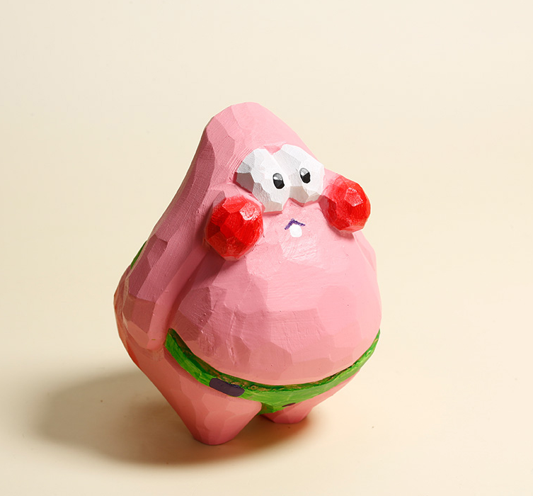 Handcrafted Wooden Patrick Star - Cute Desk Ornament and Perfect Gift for Valentine's Day and Birthdays